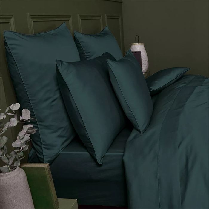 Drap plat satin de coton 115 g/m² uni canard Ava uni vert anglais