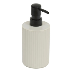 Lot distributeur de savon et gobelet strié beige
