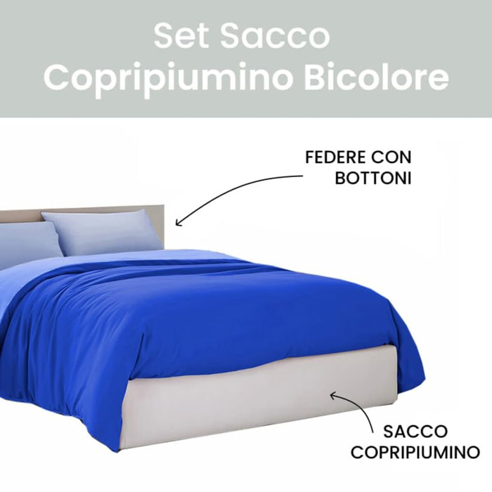 Intrecci Parure Copripiumino Bicolore 100% Cotone Singolo