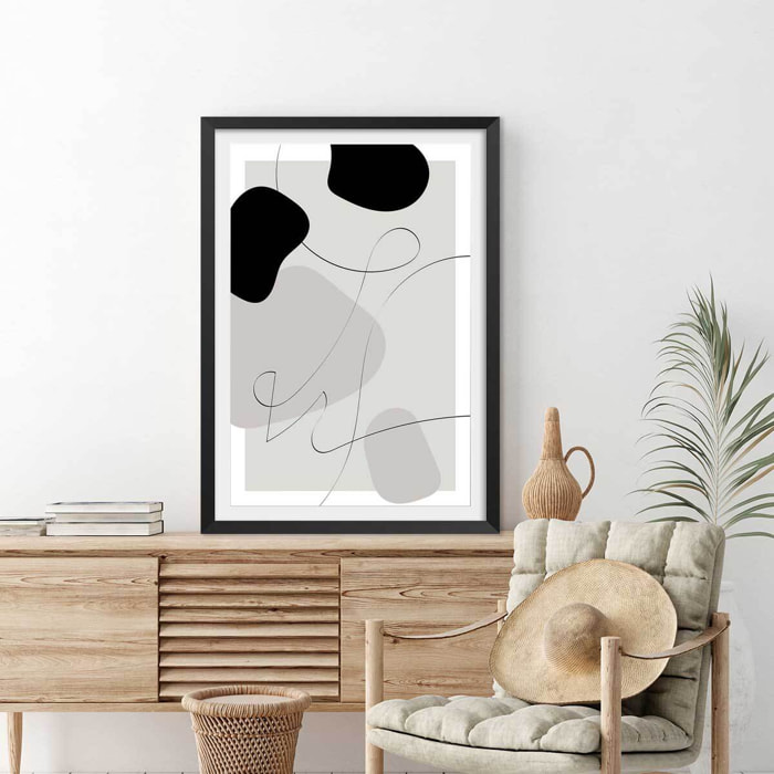 Affiche Forme et autographe Affiche + cadre en bois - Noir