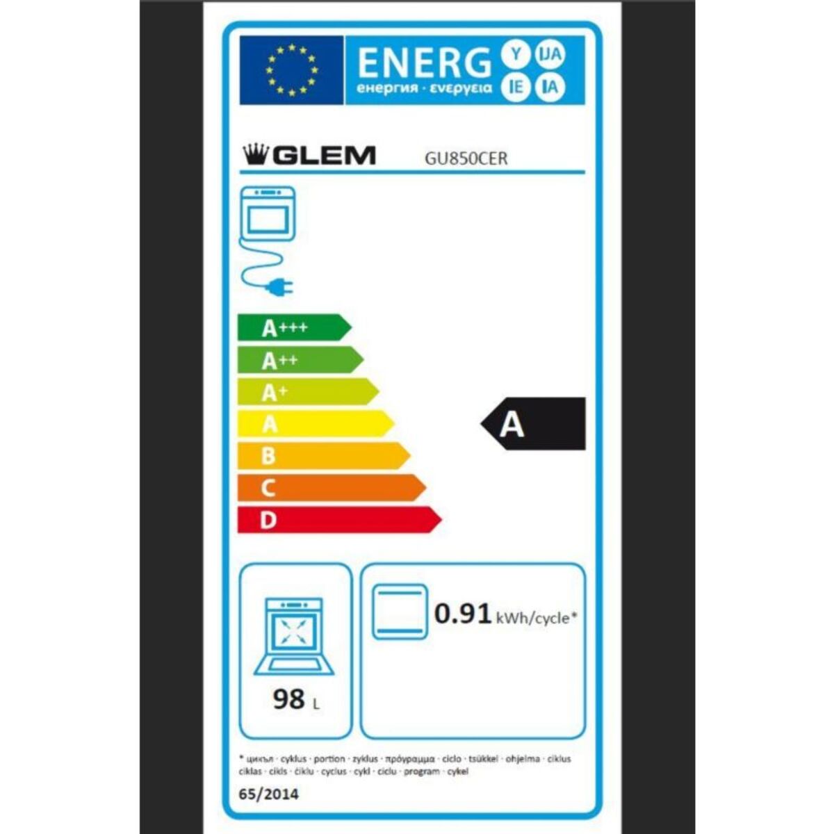 Piano de cuisson gaz GLEM GU850CER