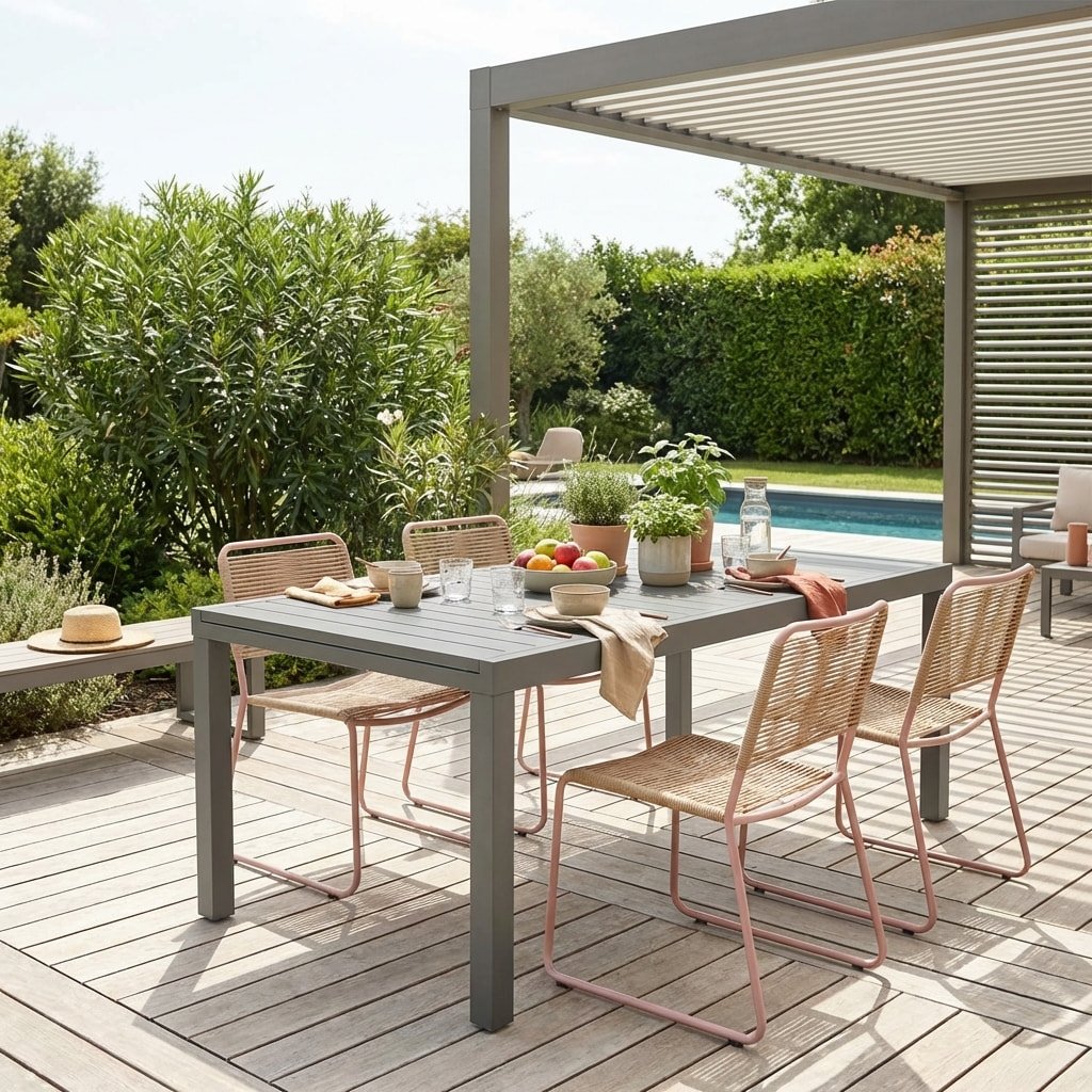 Table de jardin extensible aluminium 10-12 places ELORA