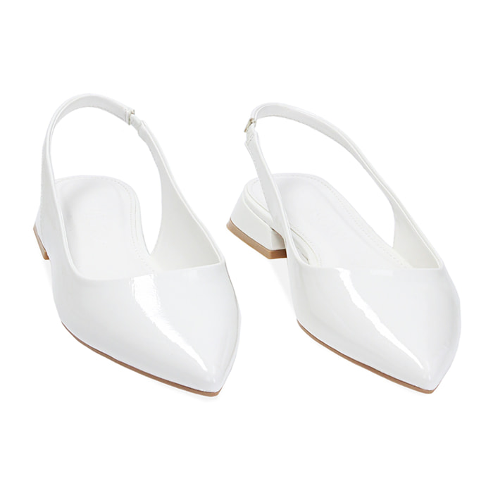 Ballerine slingback bianche in naplack
