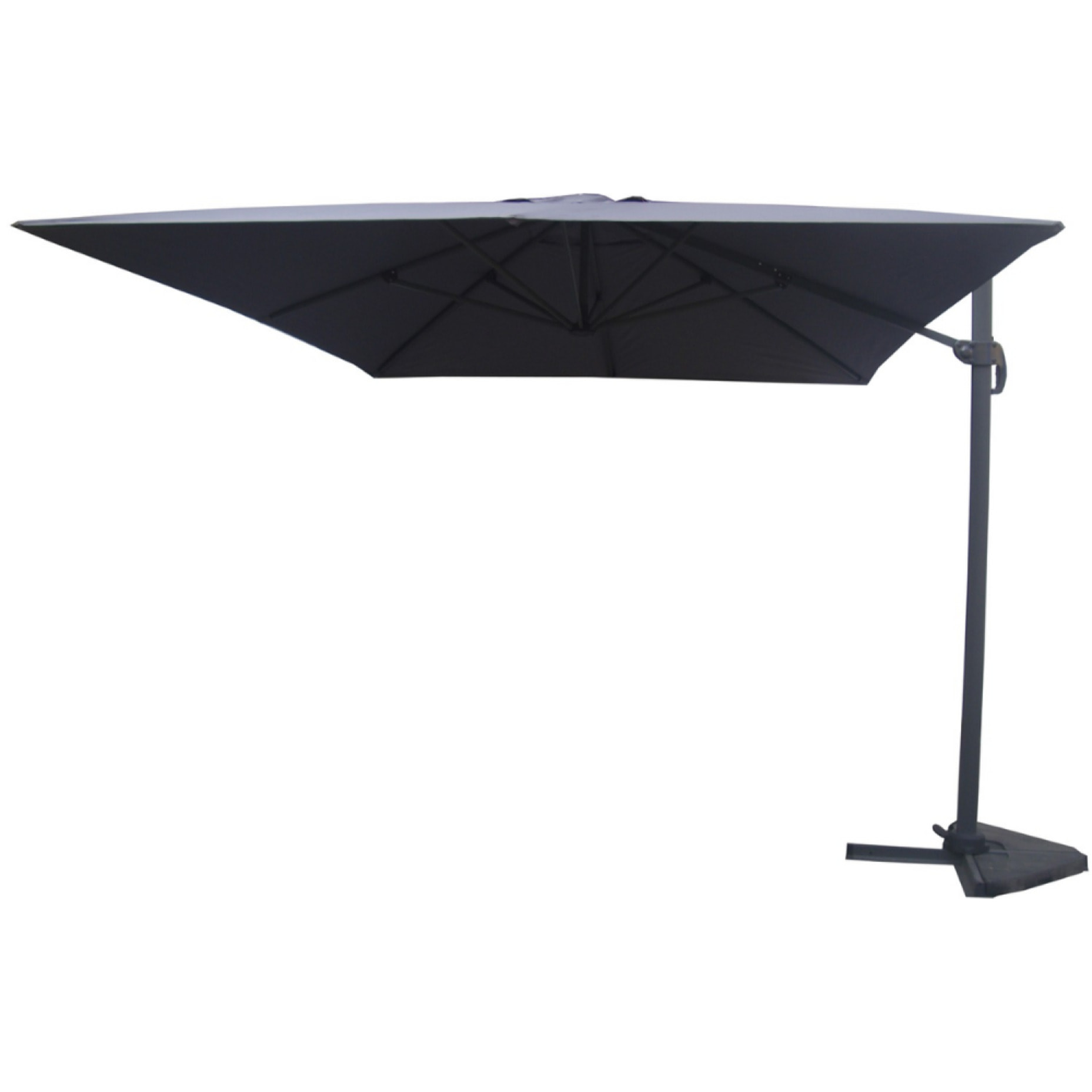Parasol déporté et rotatif 3 x 4 m gris NAVIA
