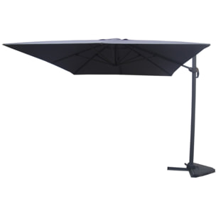 Parasol déporté et rotatif 3 x 4 m gris NAVIA