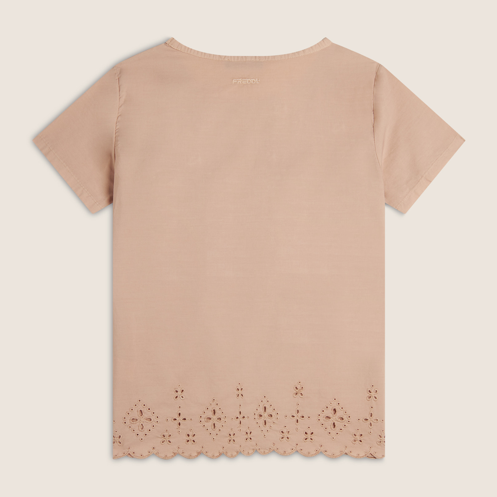 T-shirt regular in cotone con ricami Sangallo