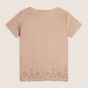 T-shirt regular in cotone con ricami Sangallo