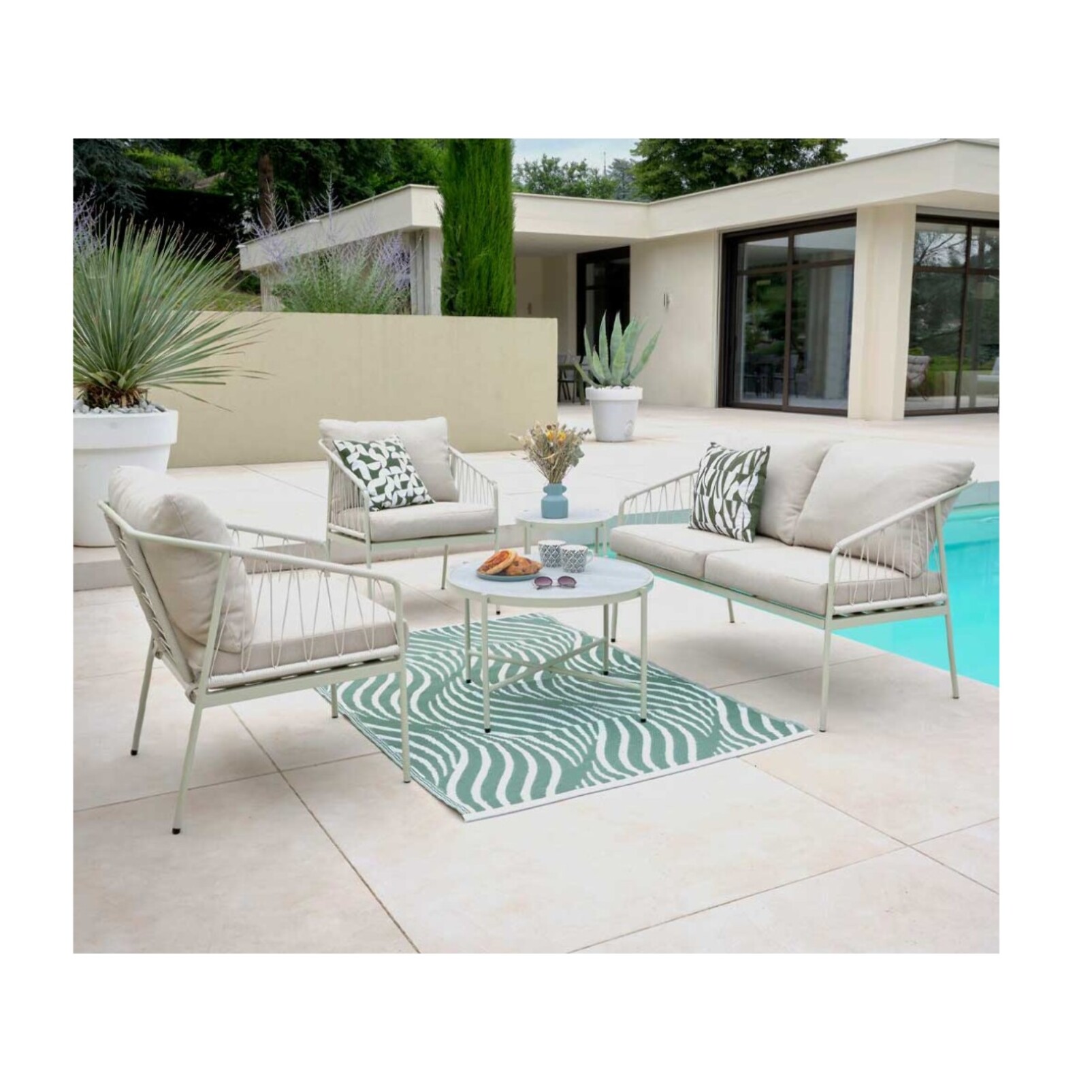 Salon de jardin en acier - 4 places - ANTIBES