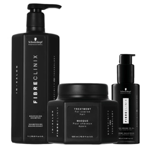 SCHWARZKOPF Kit Fibre Clinix In-Salon Nourishing Shampoo 1000ml + Mask Coarse 500ml + Cream To-Oil For Co 100ml