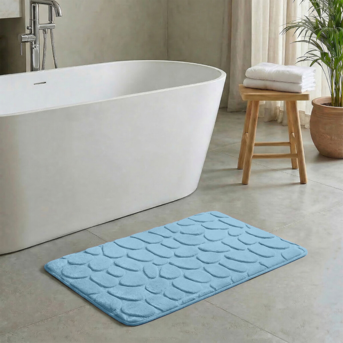 Tapis de bain Microfibre PEBBLE Bleu Clair MSV