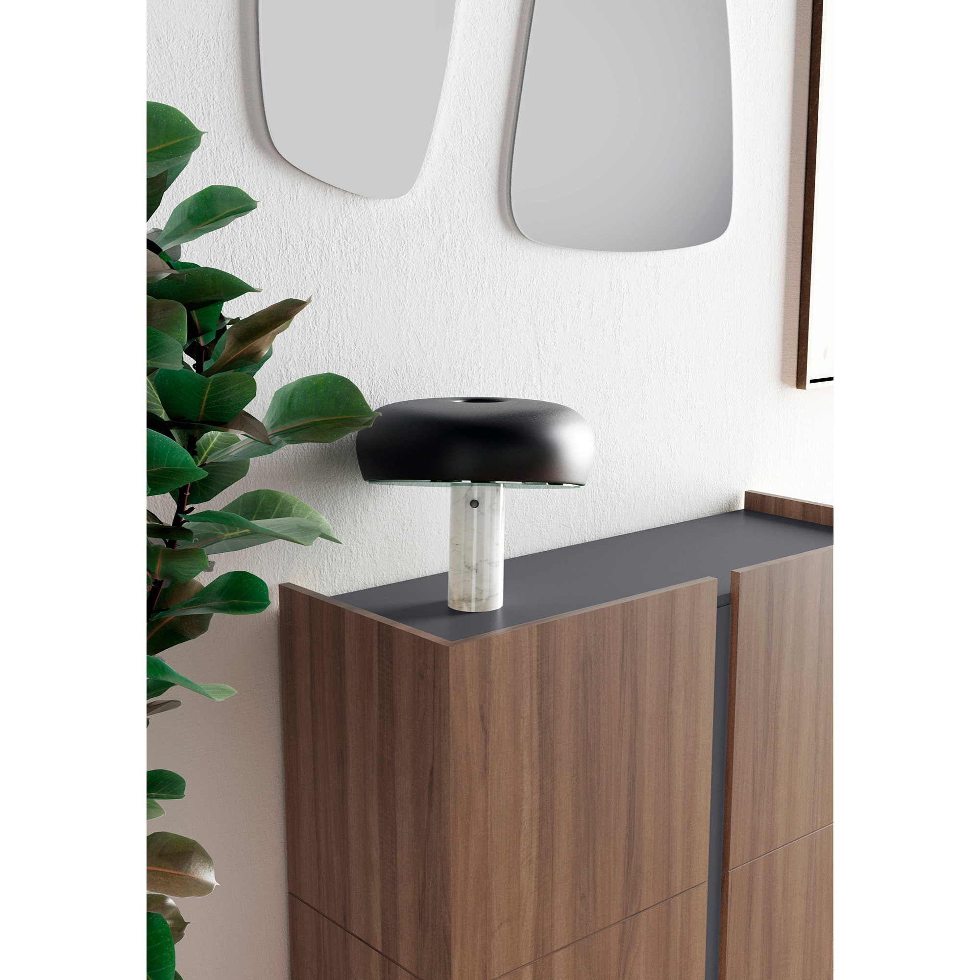 Zapatero Odda melamina nogal detalle grafito 90x95x35 cm