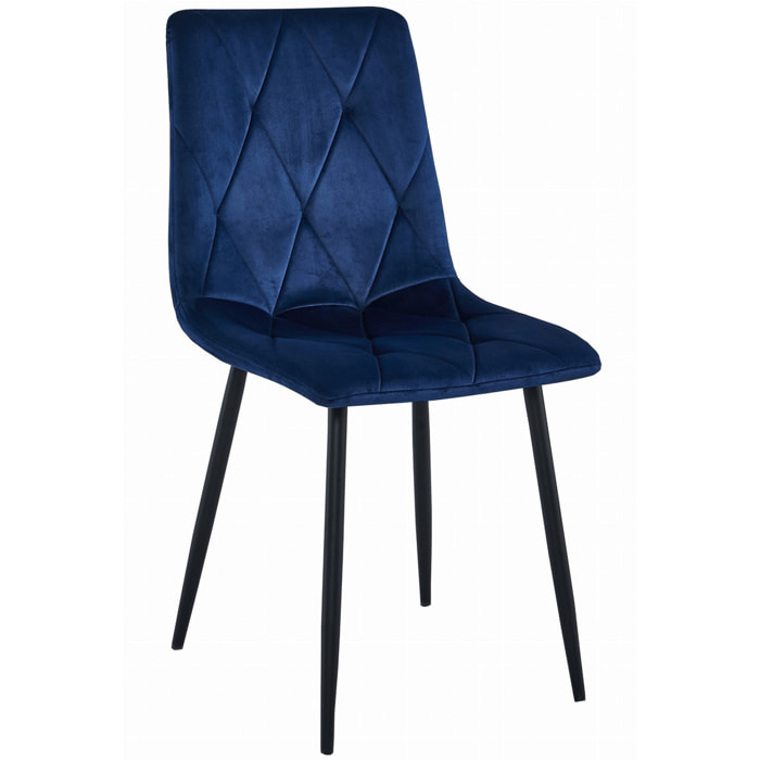 Set di 2 sedie Libra in velluto blu notte con gambe nere