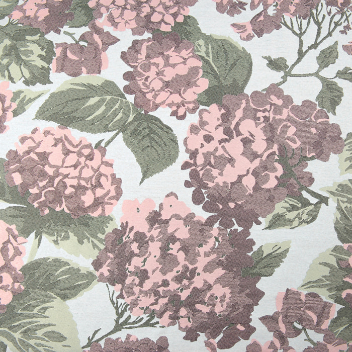 Rideau jacquard à motif hortensia - Rose