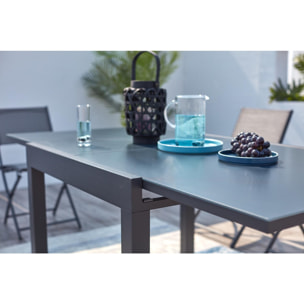 Salon de jardin 8 places en aluminium gris foncé CARLINA