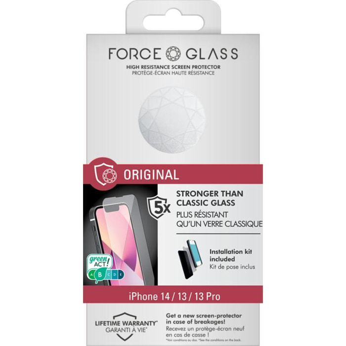 Protège écran FORCE GLASS iPhone 13/13 Pro/14 Original