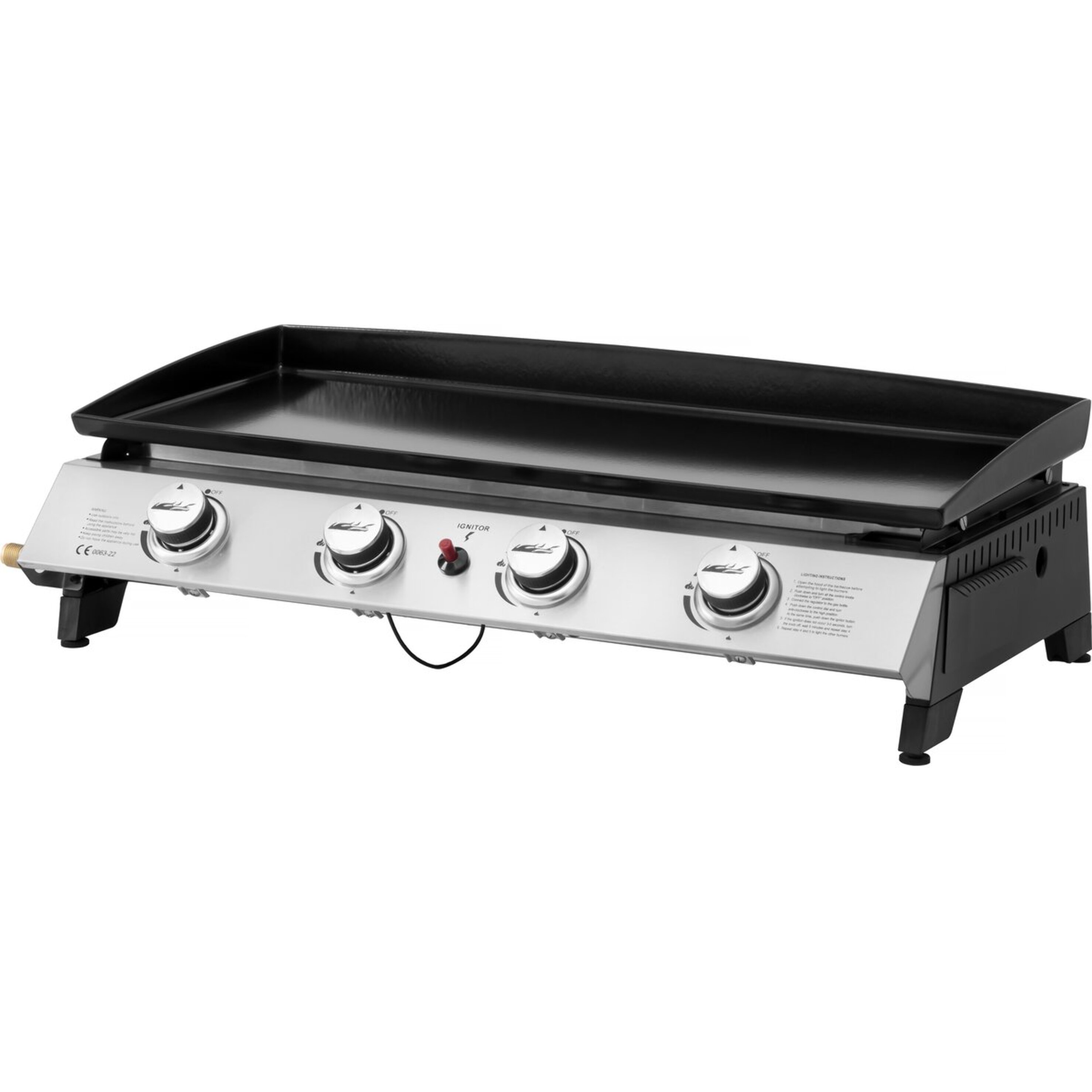 Plancha gaz 4 brûleurs "Jolly" - 10 Kw - Gris