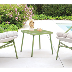 Salon de jardin en acier - 2 places - vert sauge - LEMAN