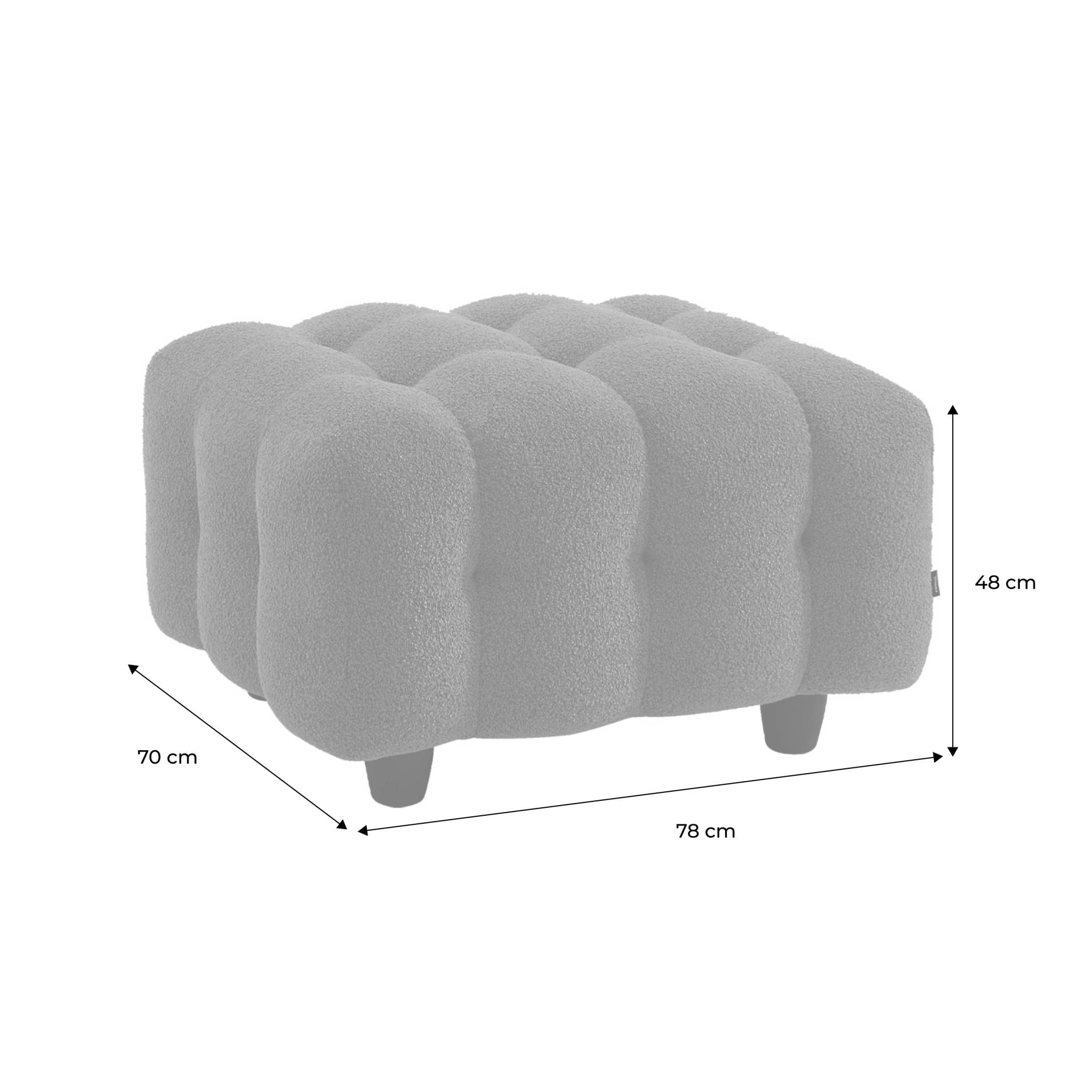 Pouf. module pour canapé. repose-pieds pour canapé 3 places en bouclette texturée kaki L 69 x P 59 x H 48cm - Leon