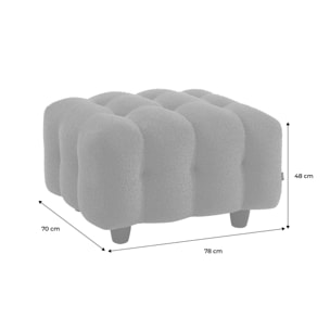 Pouf. module pour canapé. repose-pieds pour canapé 3 places en bouclette texturée kaki L 69 x P 59 x H 48cm - Leon
