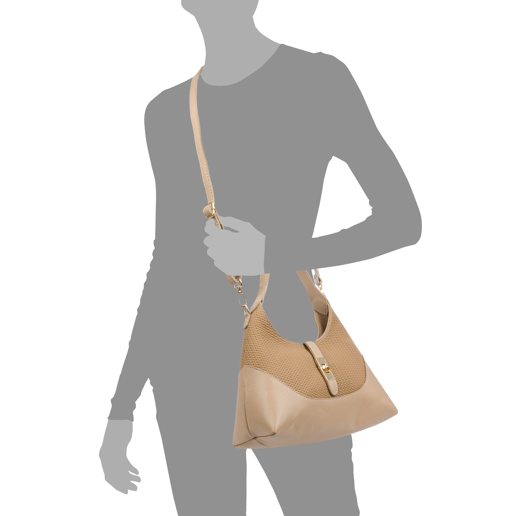Belgioioso Bolso de hombro Mujer. Piel auténtica acabado Dollaro estampado