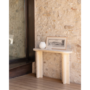 Consola de madera maciza tono natural de 120x80cm Alto: 80 Largo: 120 Ancho: 35