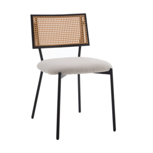 Luciano - lot de 2 chaises cannage - en tissu bouclette - Beige