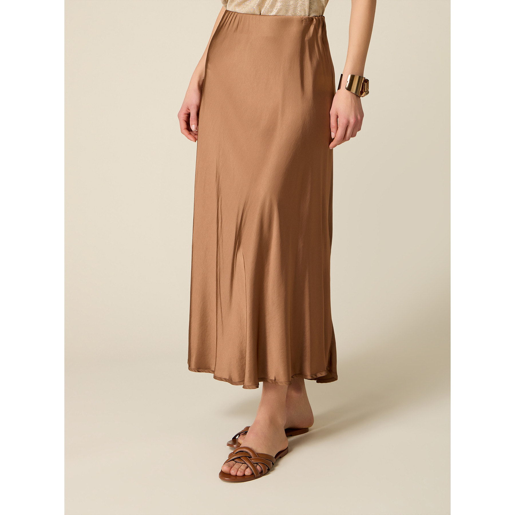 Oltre - Gonna in raso di viscosa - Marrone