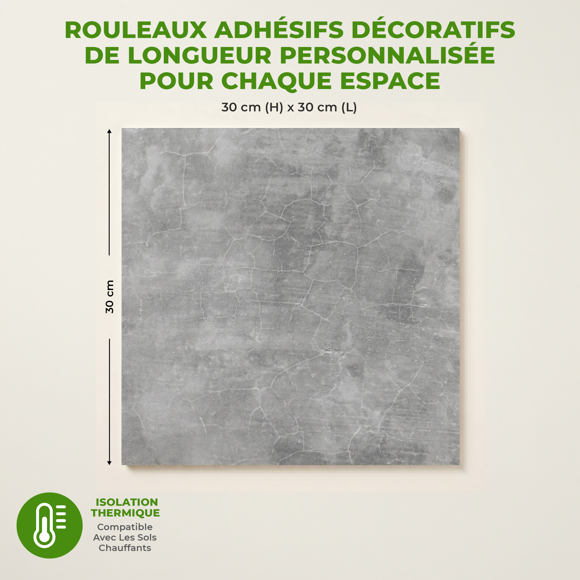 Sticker Sol avec laminat de Protection en Plastique Anti-dérapant | Stickers adhésif Sol - SOL CARRELAGES DALLE DE BETON CIRÉ - 1 sticker