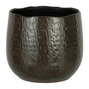 J-Line cache-pot Motifs - céramique - gris foncé - large - Ø 25.5 cm
