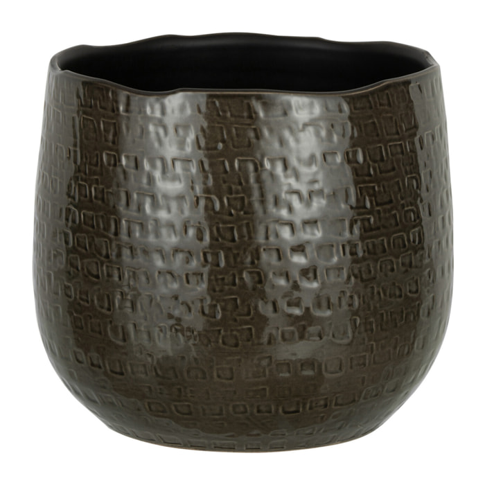 J-Line cache-pot Motifs - céramique - gris foncé - large - Ø 25.5 cm