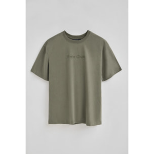 Camiseta verde militar de manga corta y logo engomado Polo Club
