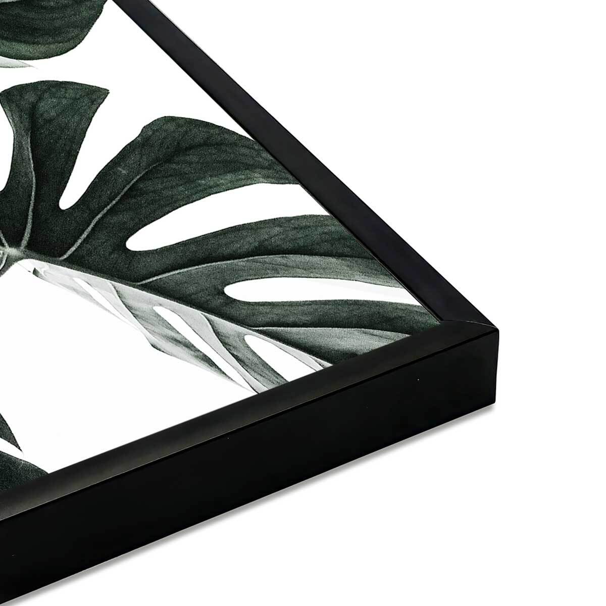 Affiche encadrée feuille tropicale monstera graphique Affiche + cadre en métal - Noir