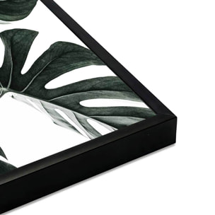 Affiche encadrée feuille tropicale monstera graphique Affiche + cadre en métal - Noir
