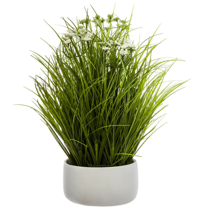 Herbes folles artificielles pot ciment H40cm