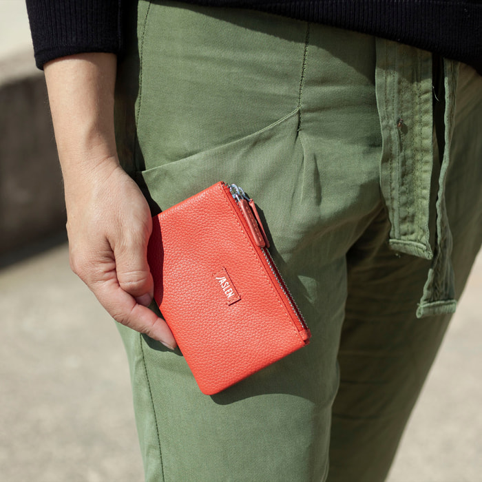 Monedero Piel Mujer Jaslen Amberes Rojo