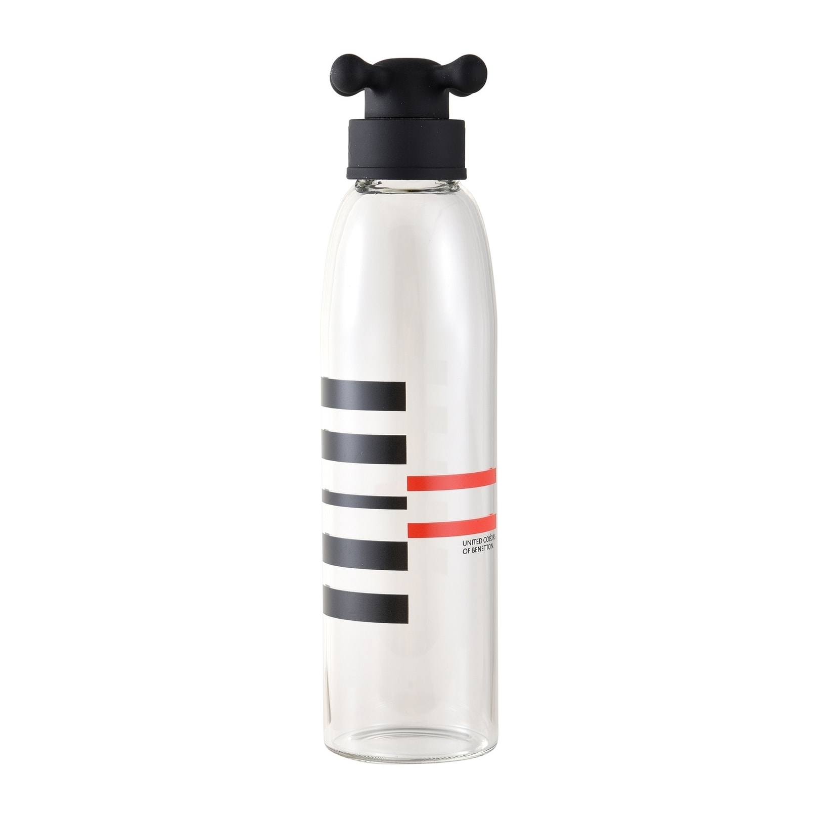 Botella de agua 500ml borosilicato funda negro y tapa de grifo black & white be