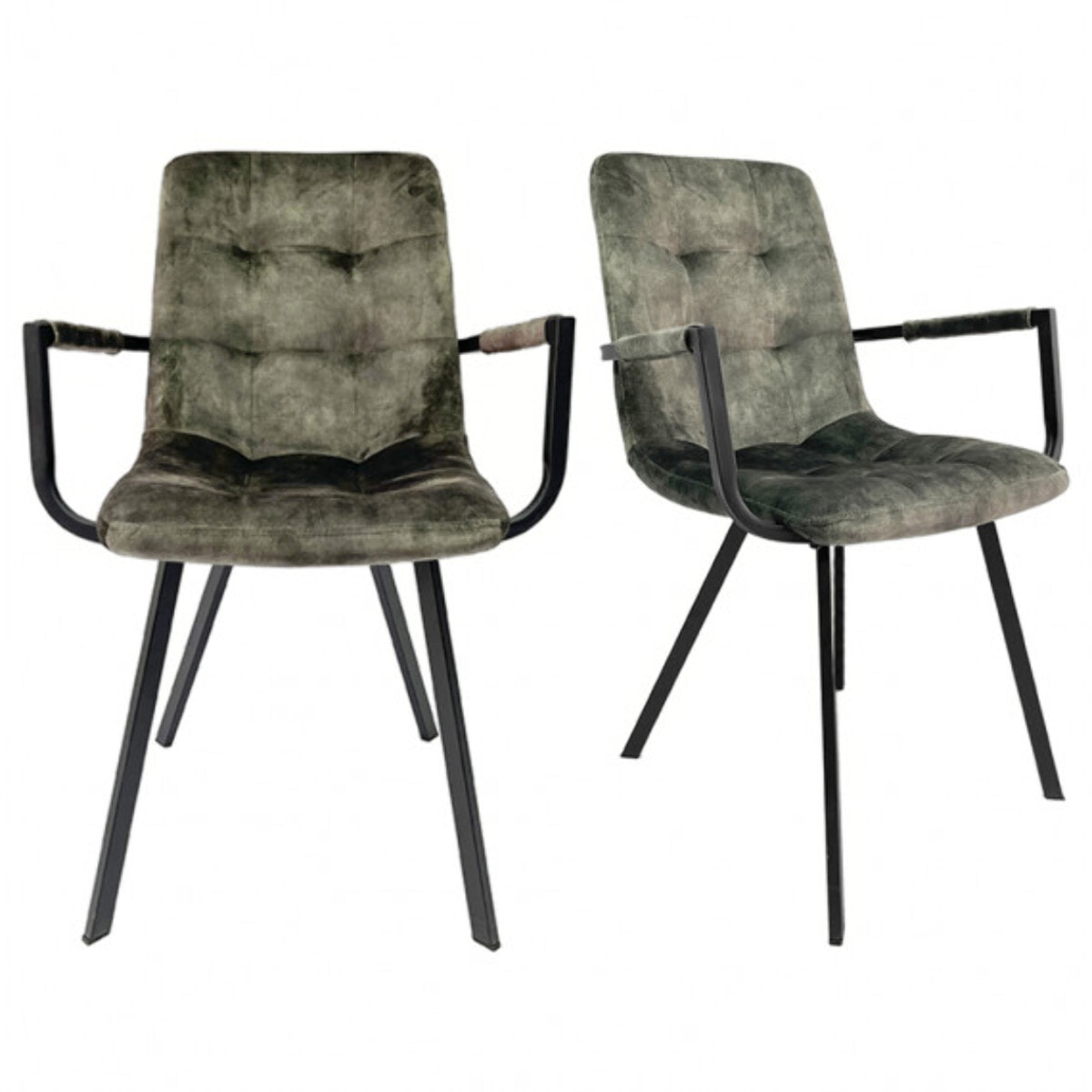 Fauteuil capitonné en velours avec accoudoirs - HERBY