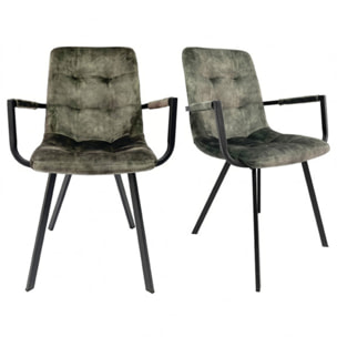Fauteuil capitonné en velours avec accoudoirs - HERBY