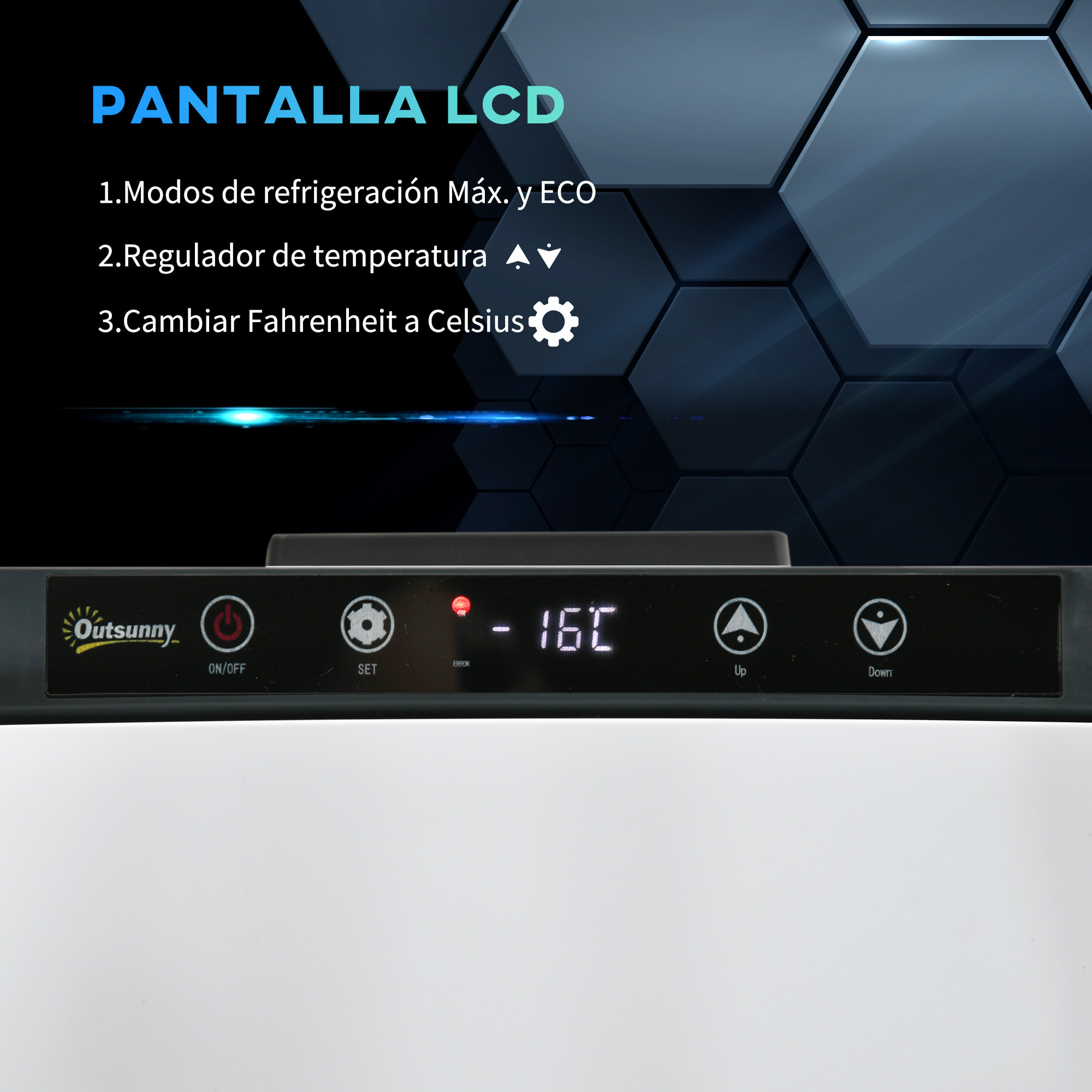 Nevera Portátil Compresor 30L Refrigerador de Coche CC 12V/24V y CA 110-240V hasta -22 ℃ con Pantalla Táctil y Asas para Barco Camión 61x32x40 cm Blanco
