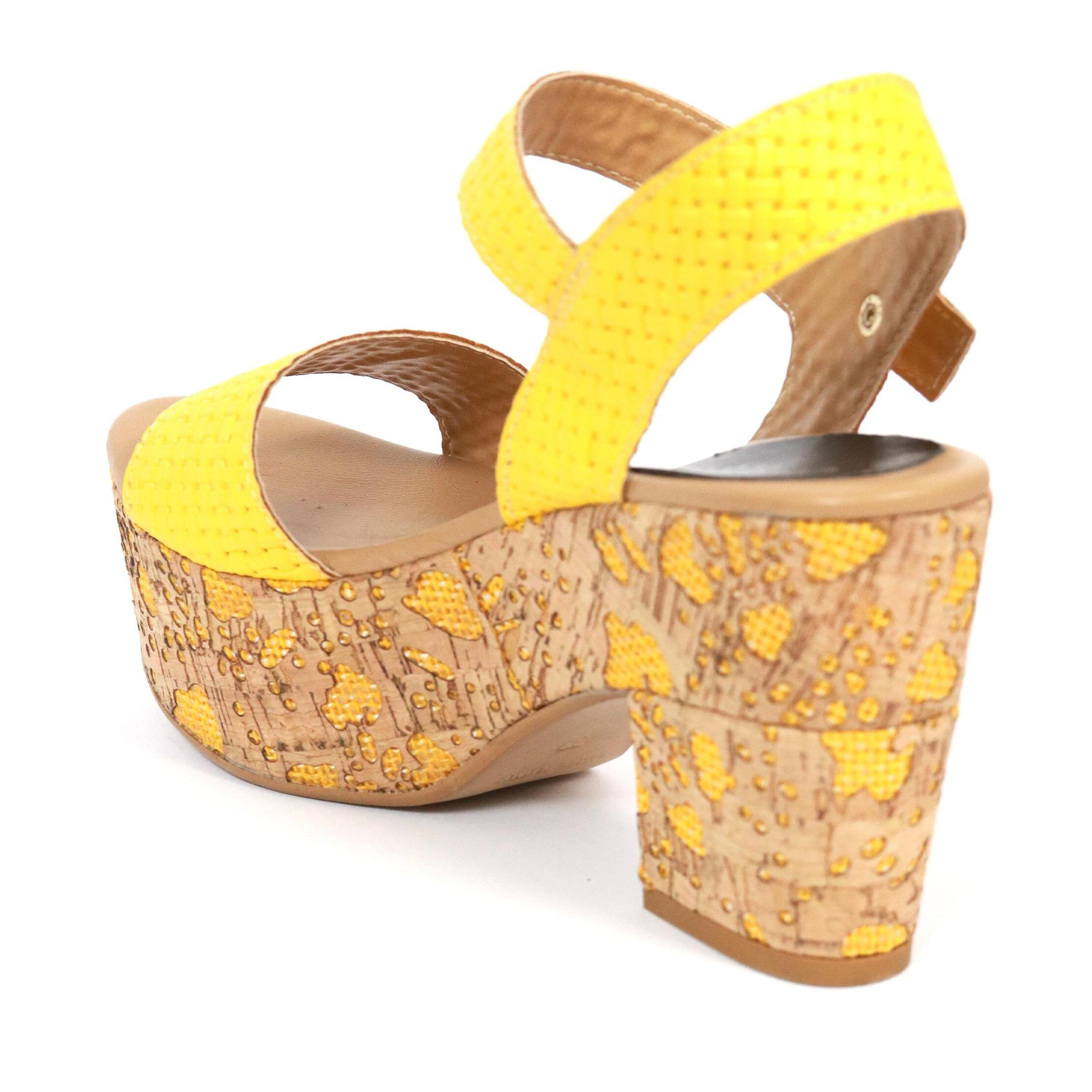 SANDALO PLATFORM FASCIA CHOCOLA' GIALLO