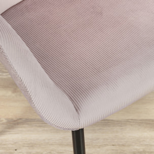 Fauteuil Giulia Rose Velours Cotele - Lot De 2
