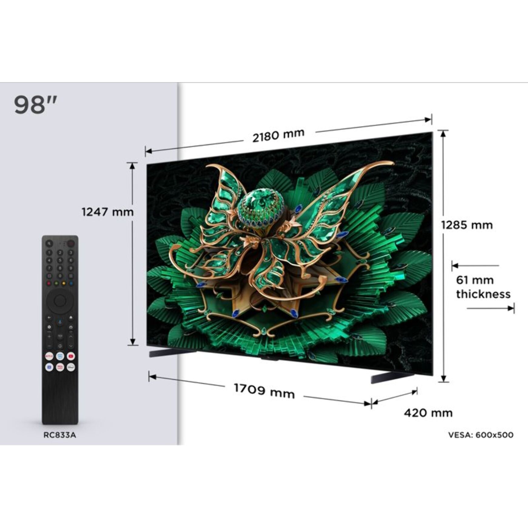TV Mini Led TCL 98C79K 2025-98 pouces (248cm)