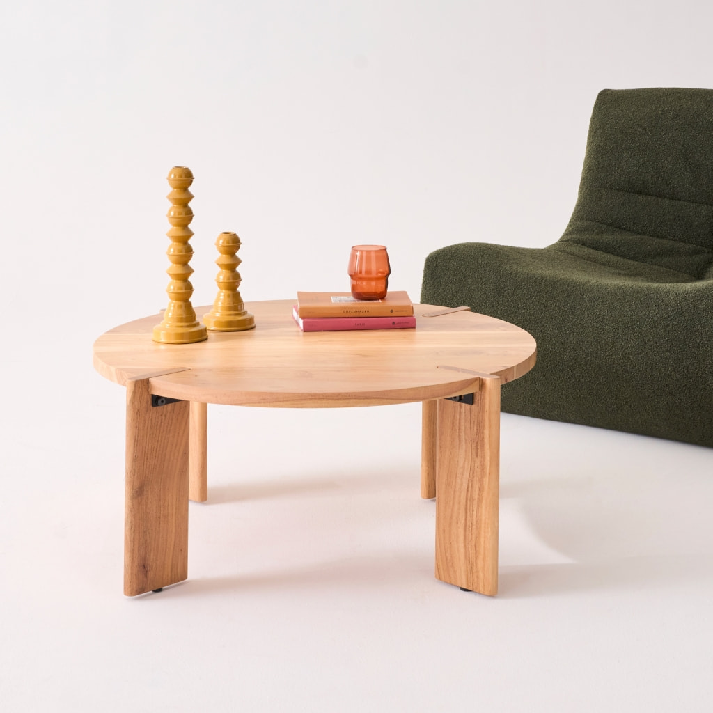 Table basse exotique ronde bois massif REVA