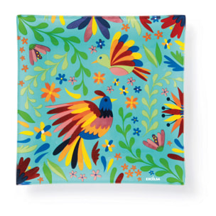 Set 4 piatti vassoio in vetro Excelsa – Mexican Flowers, Multicolore