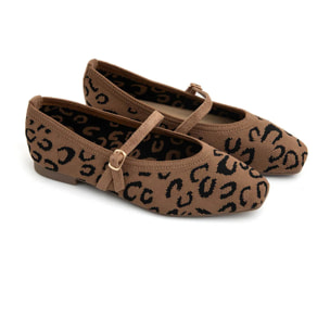 Ballerina micro-intrecciata in tessuto - LEOPARDATO