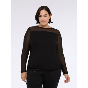 Fiorella Rubino - Camiseta de jersey y tul - Negro