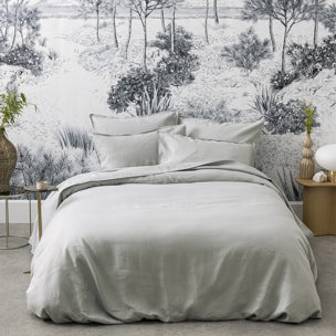 Housse de couette unie en lin lavé, Made in France, NOUVELLE VAGUE , Bleu clair