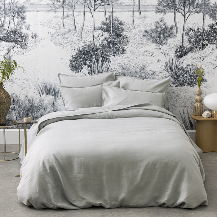 Housse de couette unie en lin lavé, Made in France, NOUVELLE VAGUE , Bleu clair