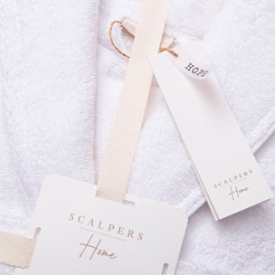 Albornoz 100%algodón 360gsm blanco con ribetes blancos scalpers home