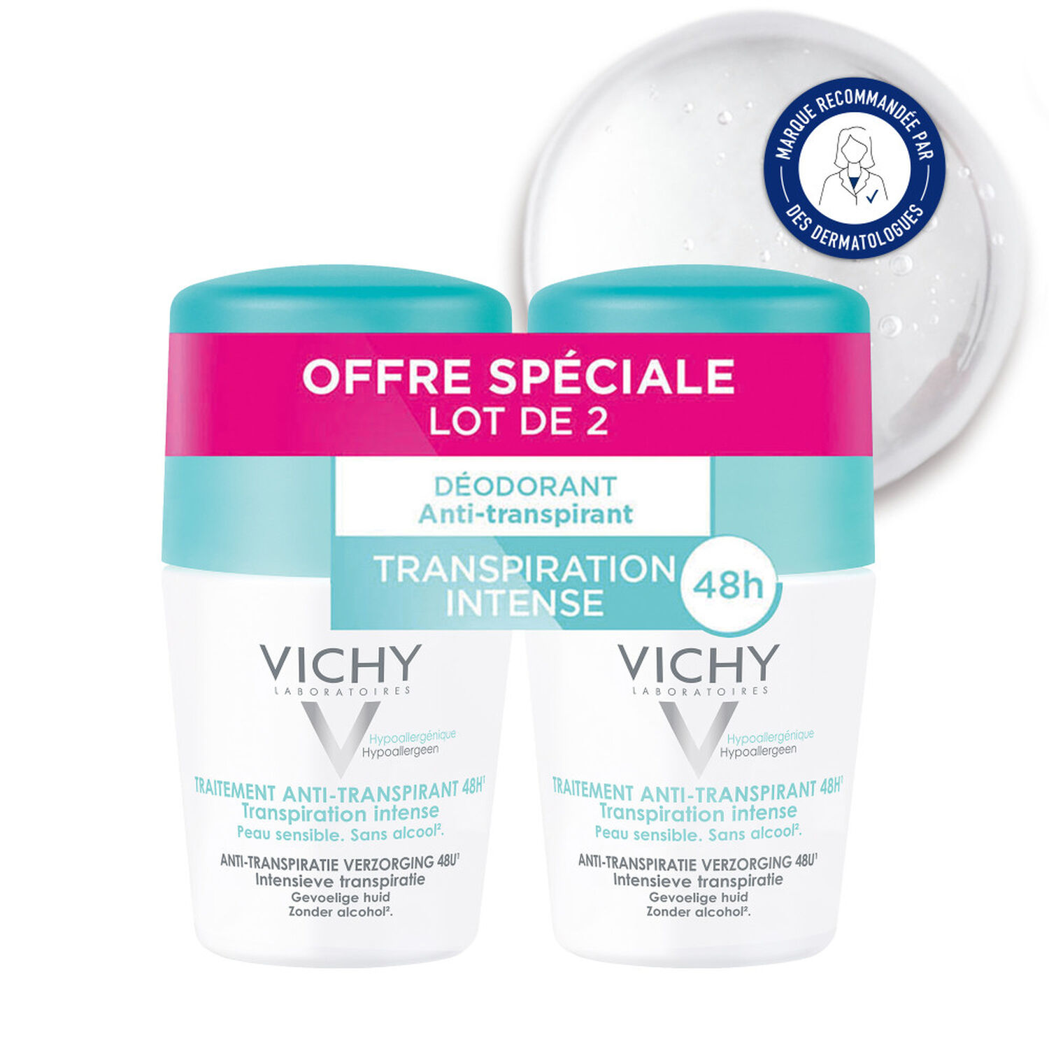 Anti-Transpirant Intense 48H - Roll-On Déodorant 2x50 ml